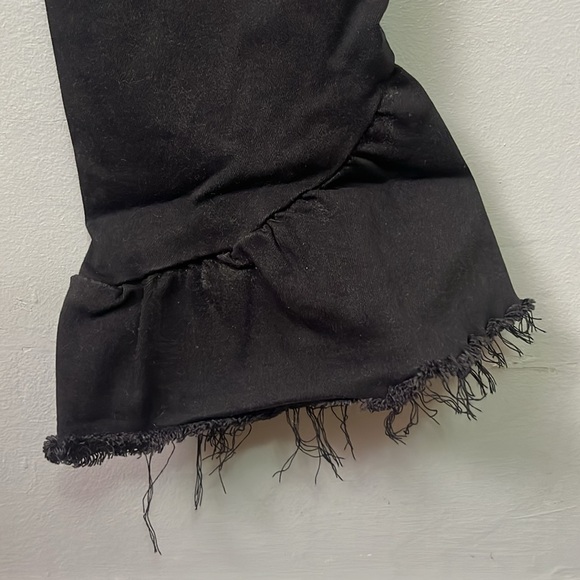 PAIGE Hoxton Straight Ankle Black Jeans Ruffle Distressed Hem - Picture 5 of 9